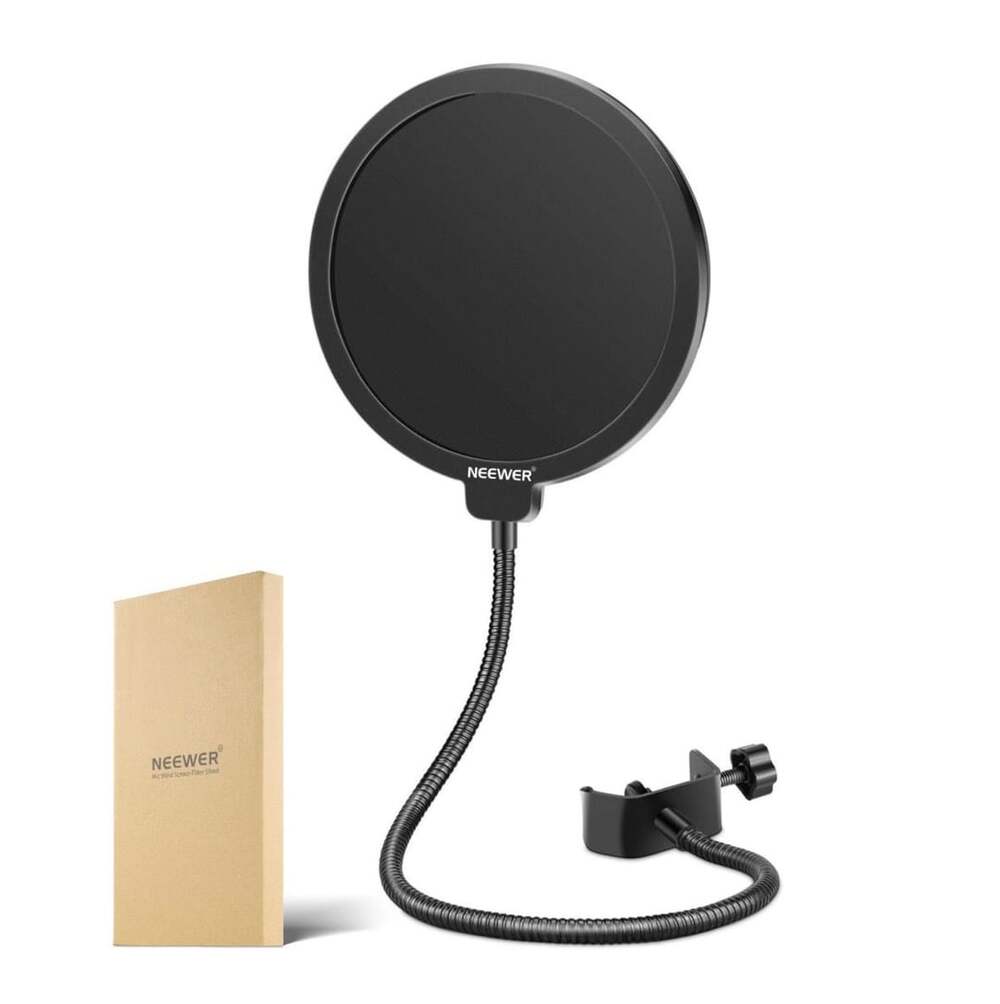Neewer Microphone Wind Screen Pop Filter Shield with Gooseneck Clamp